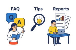 導入後サポートの例:FAQ、Tips、レポート連携